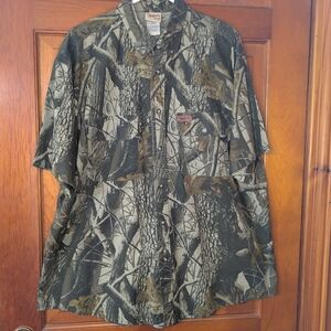 Woolrich Men's Camouflage Button Up Short Sleeve Shirt Size XL